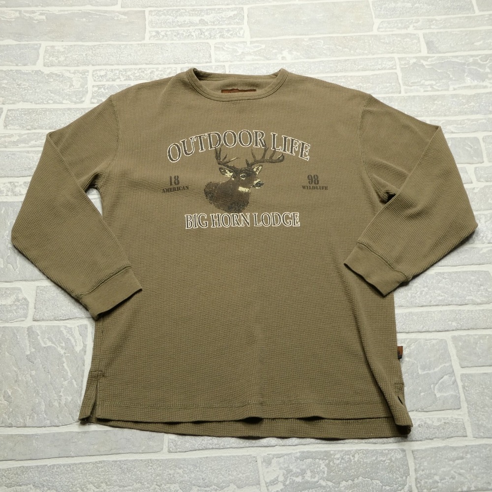 Outdoor Life Thermal‎ Henley Shirt Adult Size S/M Waffle Knit Long Sleeve Base